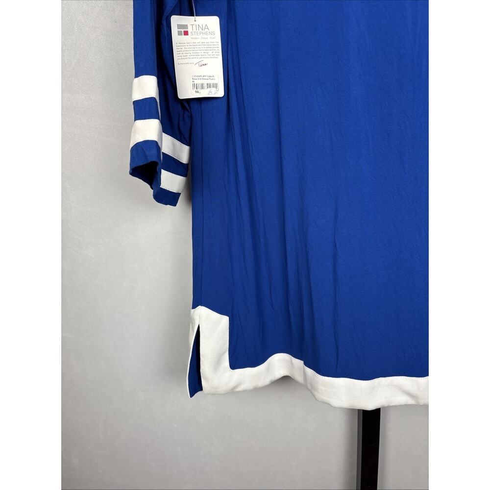 NEW Tina Stephens Tina 3/4 Sleeve Tunic Size Medium Cobalt Blue Nautical Coastal - Picture 8 of 12